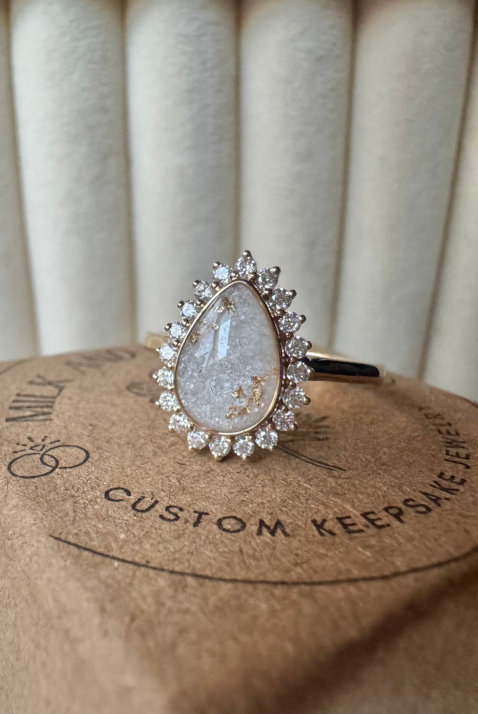 This keepsake jewelry piece can include any keepsake item such as breastmilk, ashes, hair, fabric, teeth, umbilical cord, flowers and more!