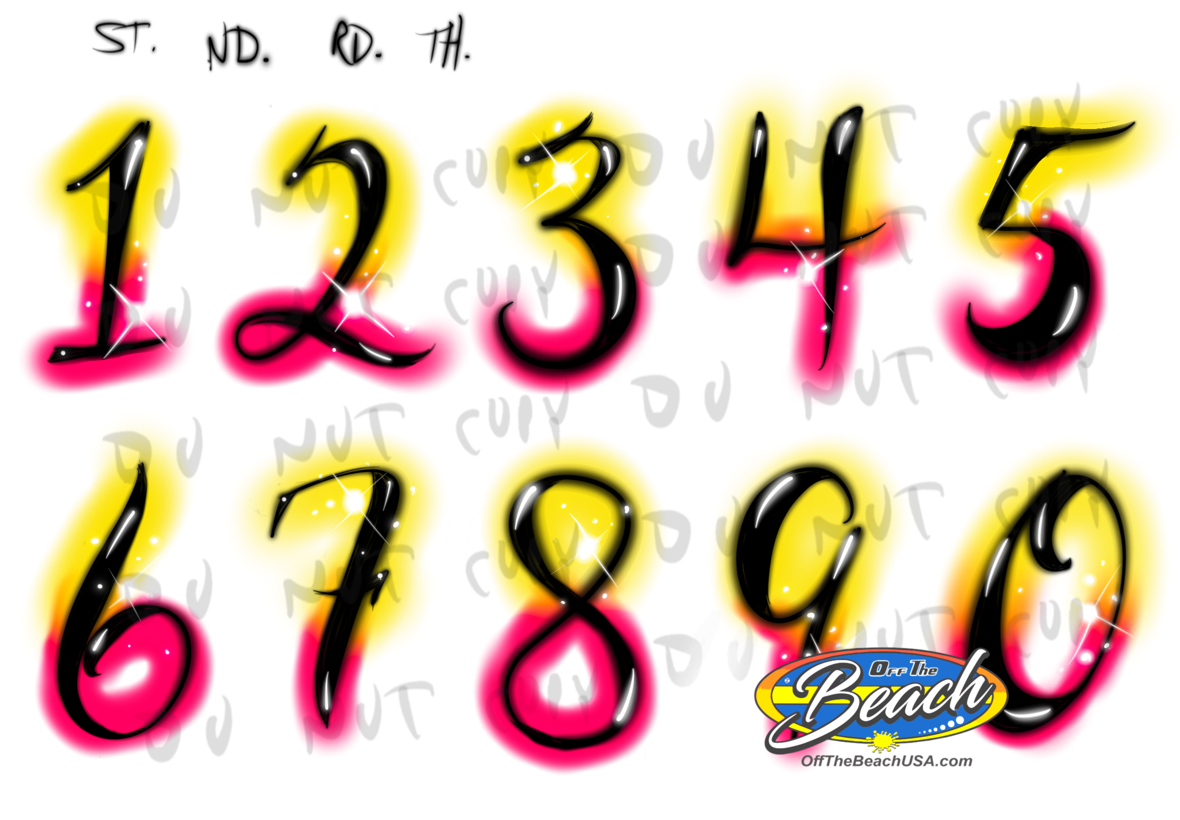 O-9 AB Numbers Yellow/Pink