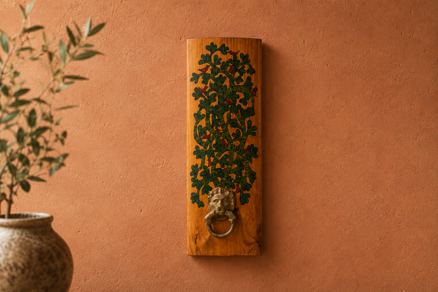 Vintage Wooden Ornament with Handpainted Gond Art