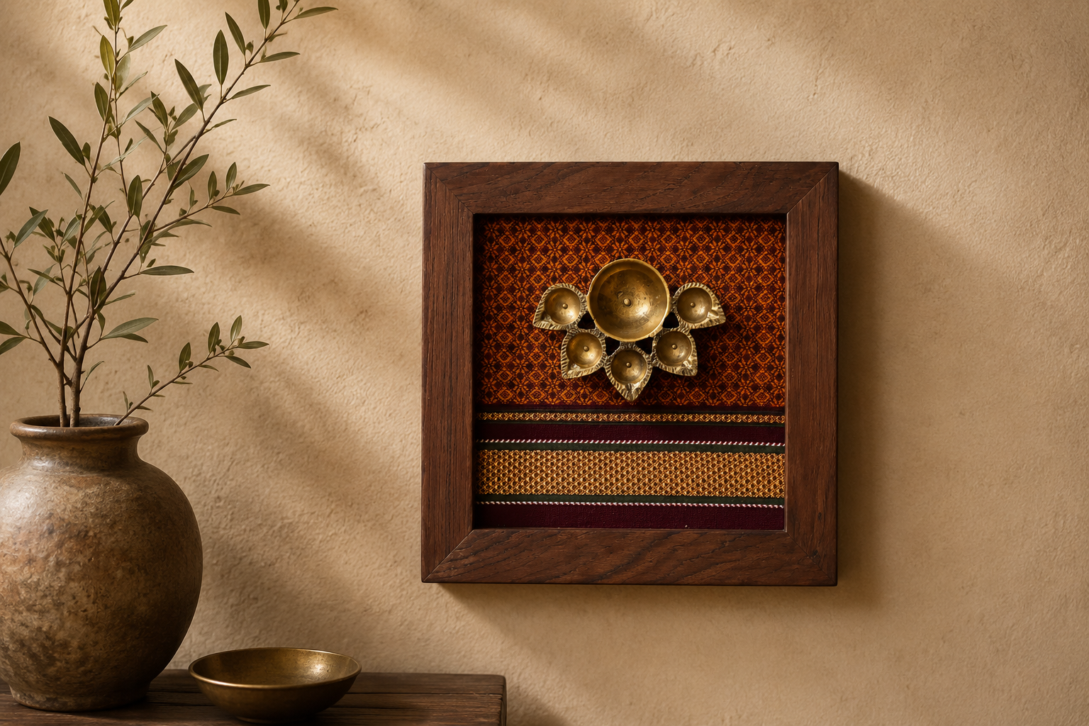 Orange Khun Brass Pancharati Peetal (पितल) Wall Art
