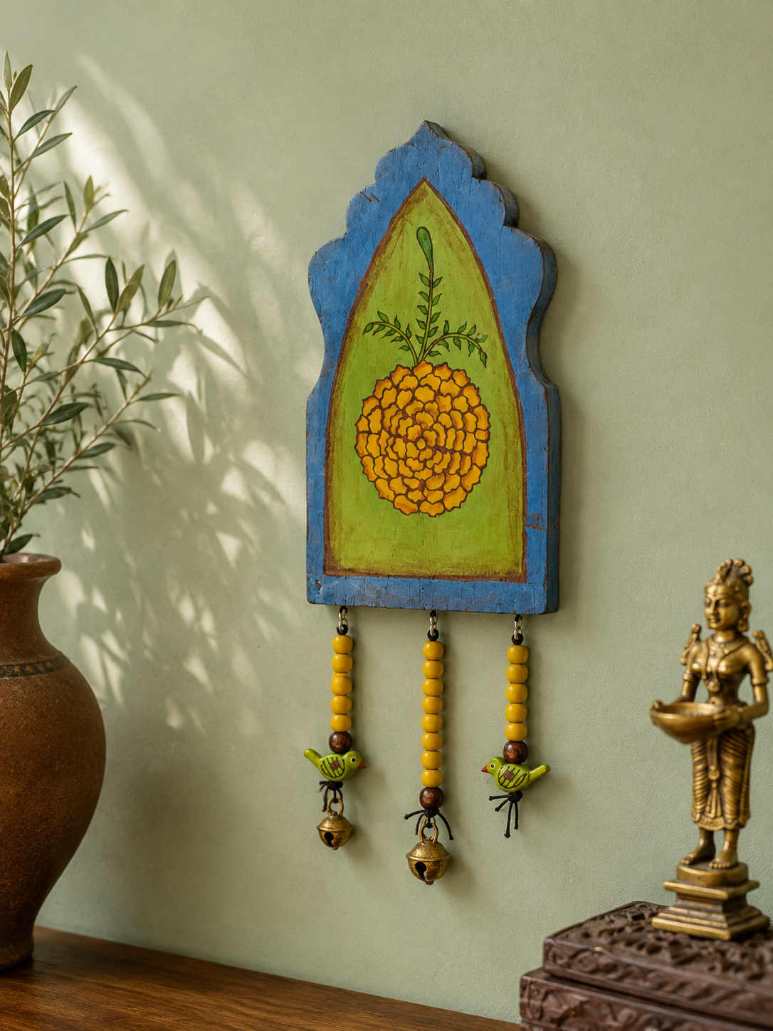 Handpainted Yellow Flower Vintage Wallart