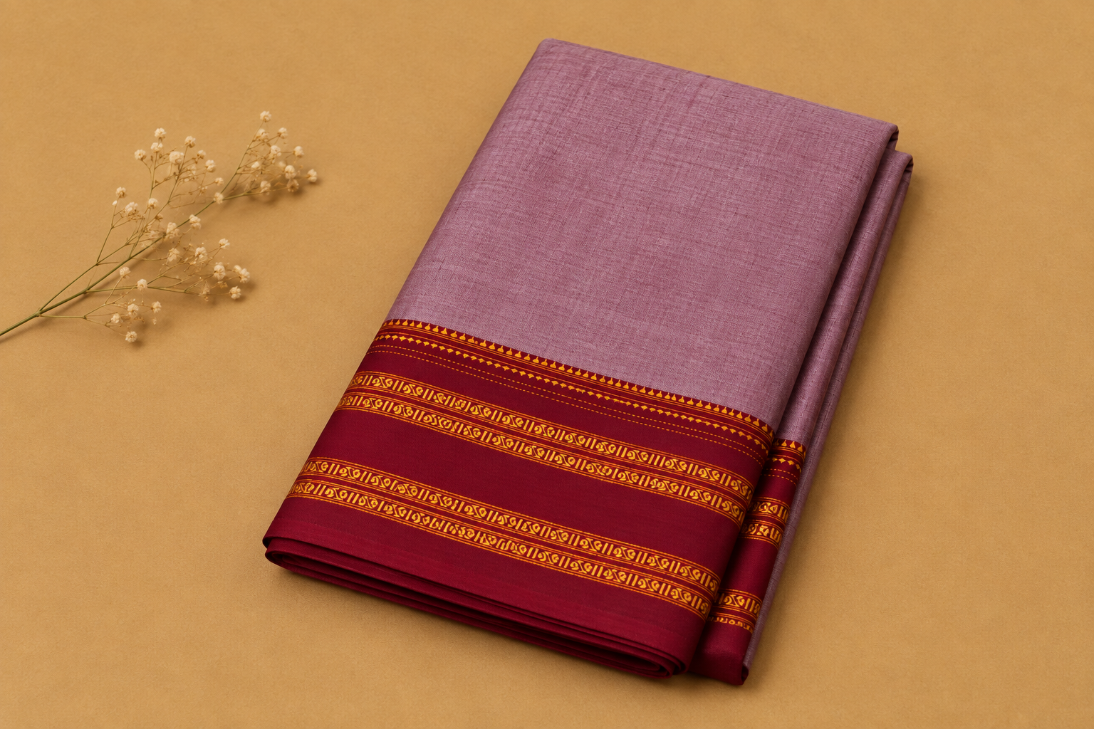 Nauvari — Nine-Yards Handloom Ilkal Saree Onion Pink Maroon Gayathri Border