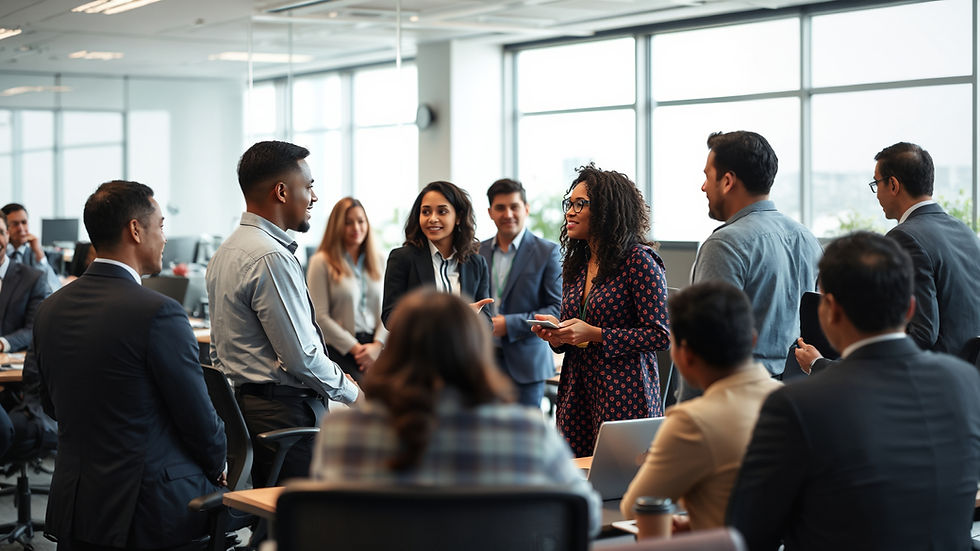 Office setting with ethnically and gender diverse people communicating.jpg