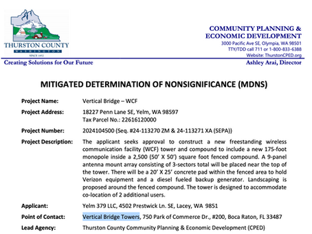 Thurston county is violating due process for the installation of a new tower