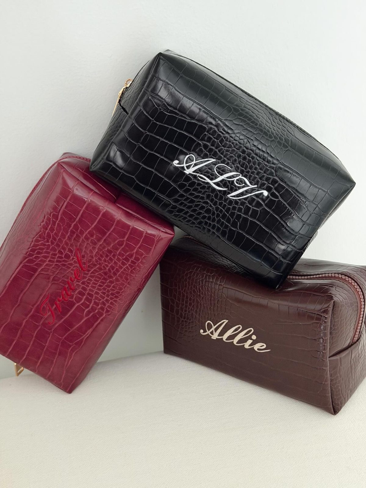 Leather makeup bag