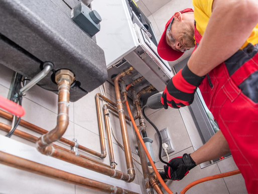 Worker inside utility room