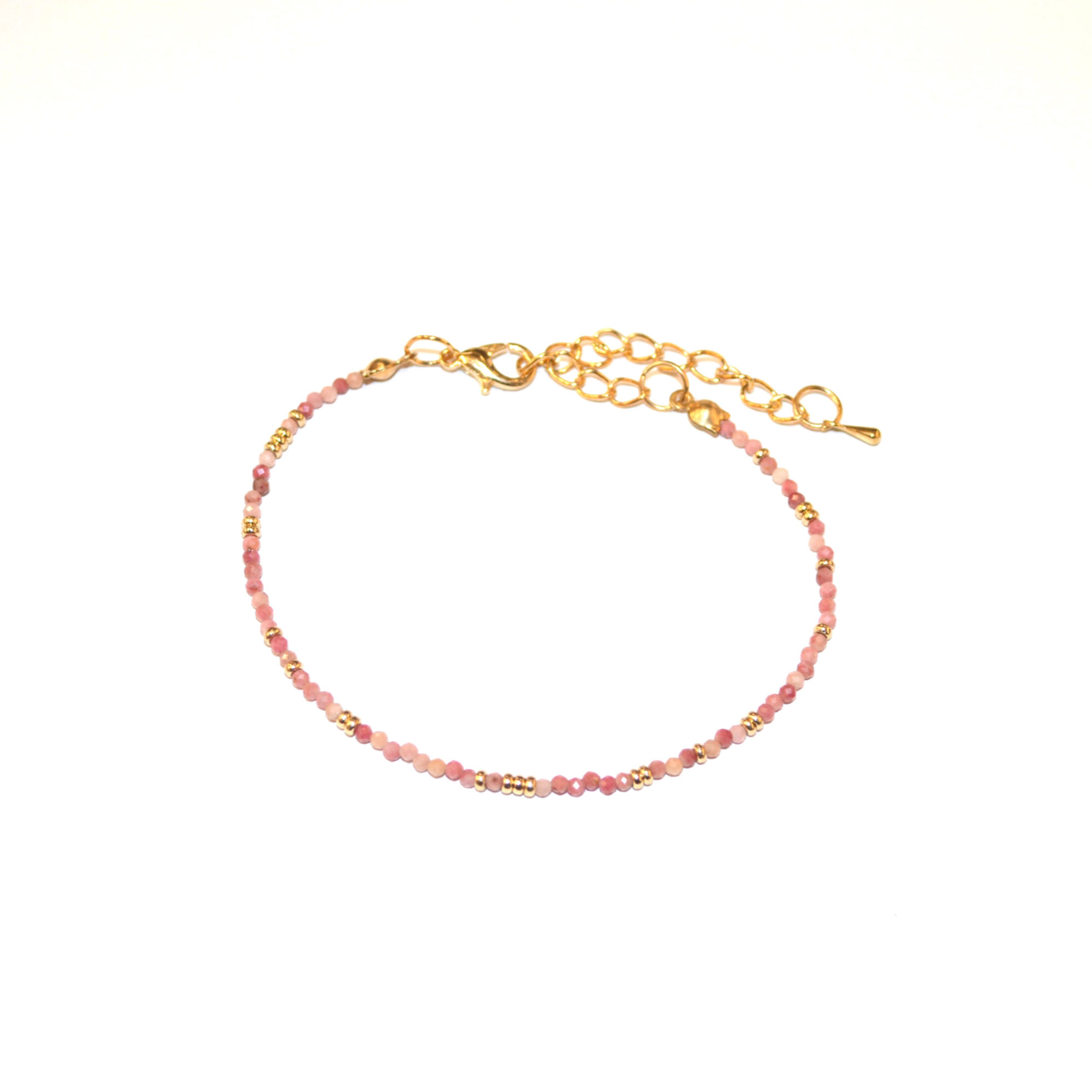 Bracelet en rhodochrosite et en acier inoxydable