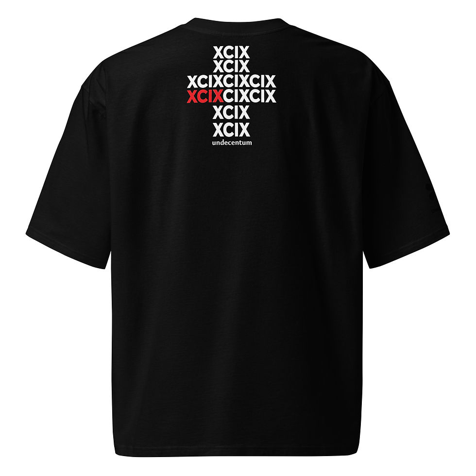 Thumbnail: Black graphic tee with repeating text design