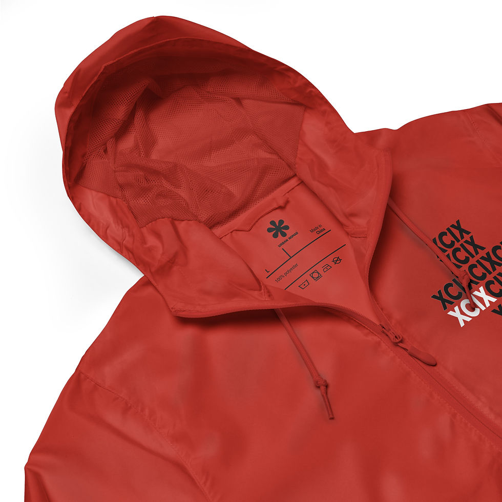 Thumbnail: Red hooded sweatshirt with black text