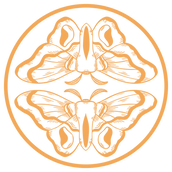 Two gold moth logo