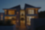 modern house front illuminated at night