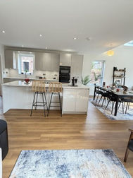 Bright open plan kitchen and dining area