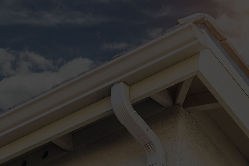 close up view of a roof gutter from underneath