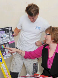 Interior designers discussing renovation plans
