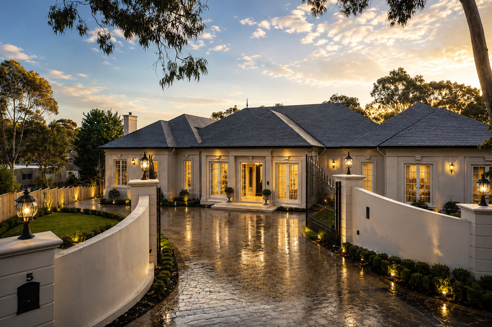 Parkwood, an exquisite estate in Templestowe, boasts breathtaking views of Westerfolds Park. Inspired by French and Georgian architecture, the dwelling has been designed to feel like entering a Park Avenue home but on a grand scale, full of elegance and sophistication. With its intricate mouldings, wall paneling, coffered ceilings and Herringbone Oak Parquetry floors, it is easy to believe that you have stepped back in time.