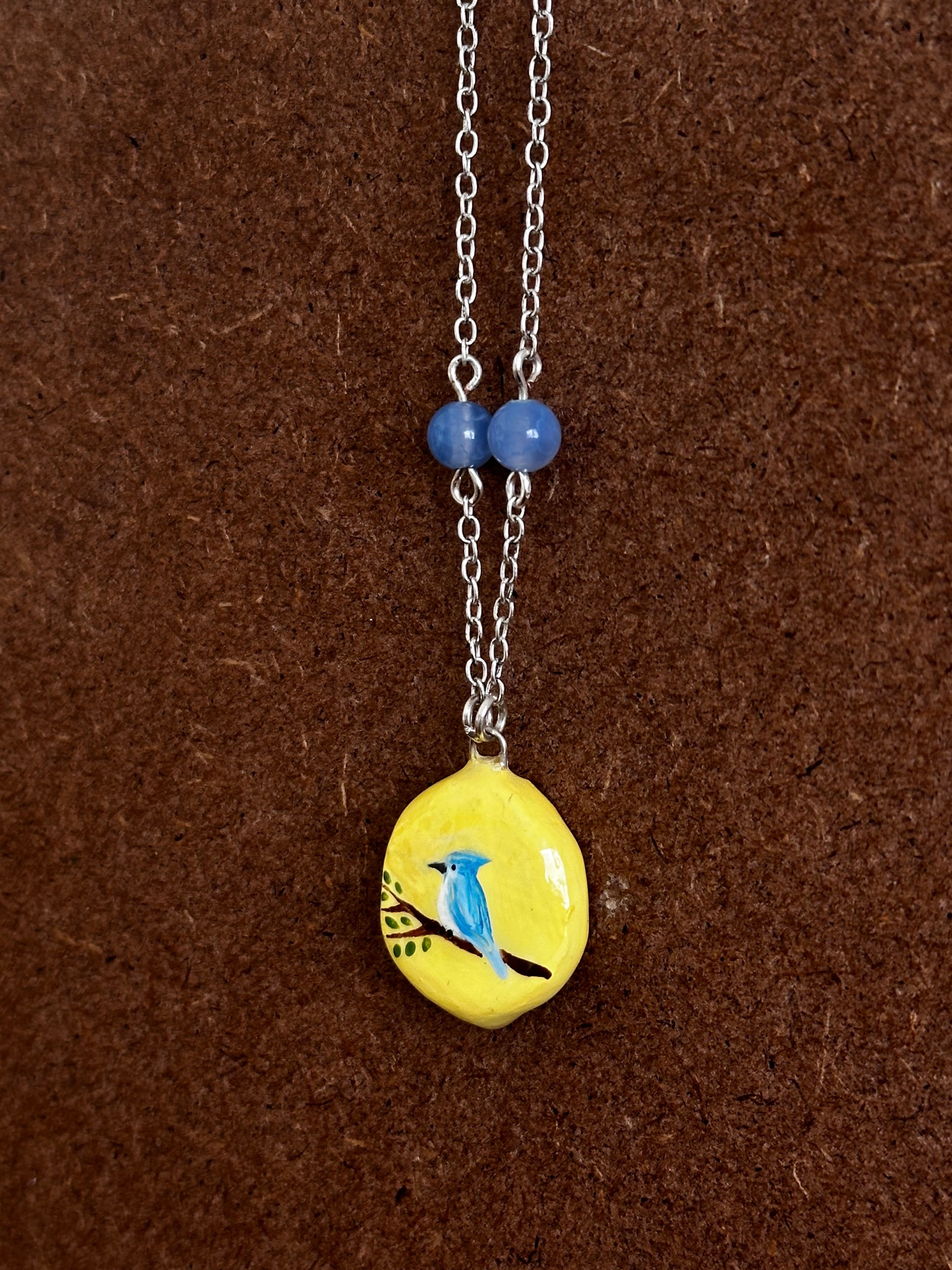 bluebird doodle necklace