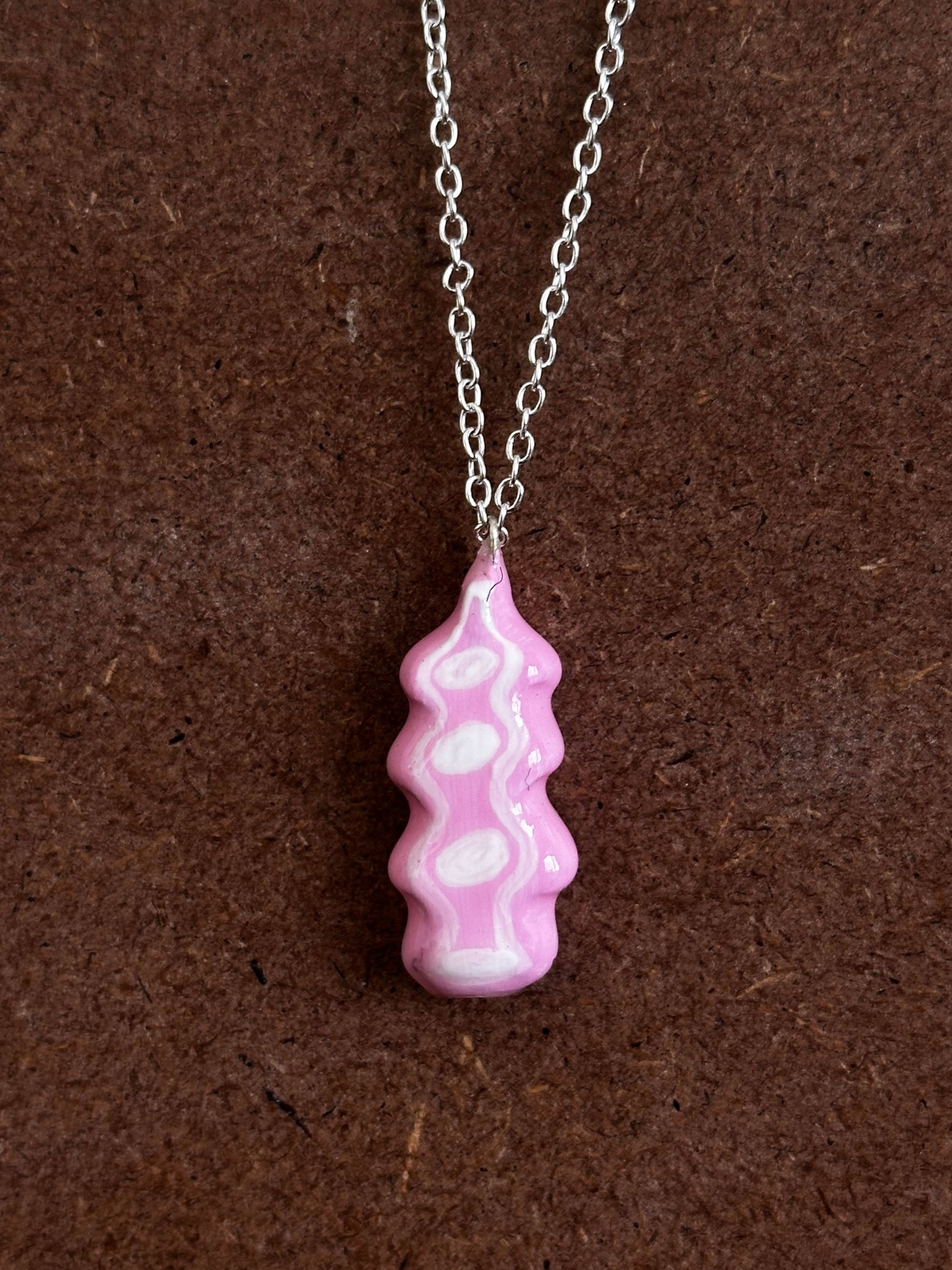 pink vase doodle necklace