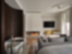 modern guest room with wood partition wall