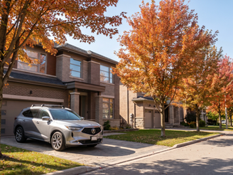 Car insurance in Ontario for a family SUV parked outside a Vaughan home