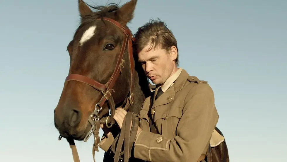 A still from Devils on Horses. Through historian interviews and re-enactments, the film conveys the powerful relationship between mounted riflemen and their horses in World War I, and the trauma of their parting.