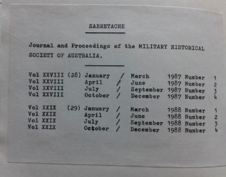Miniatura: Sabretache Military Historical Society of Australia Bounded Journals (1977-2003)