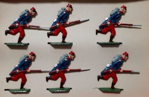 Set of 6x French Infantry Antique Lead Soldiers (1:35 Scale)