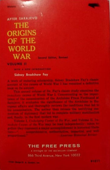 Miniatura: The Origins of the World War Vol. 1 & 2  (1966) By Sidney B. Fay