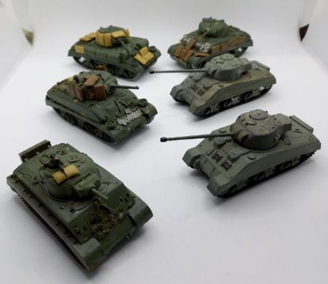 Thumbnail: Six Assorted WWII Sherman Tanks Plastic Moulded (1:72 Scale)