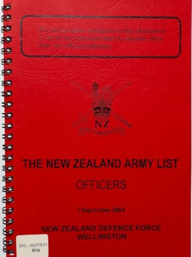 The New Zealand Army List: Officers (1 September 2004)
