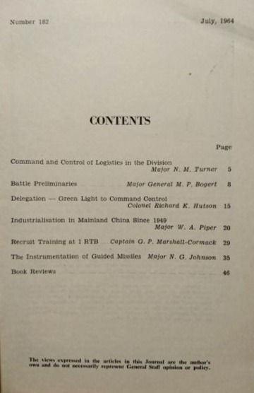 Miniatyrbilde: Australian Army Journal #182 July (1964)