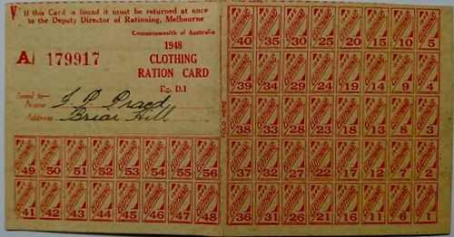 Australian Clothing Rationing Ticket (1948)