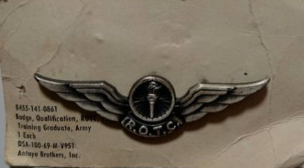 One U.S. Army Badge - ROTC Flight Training Graduate