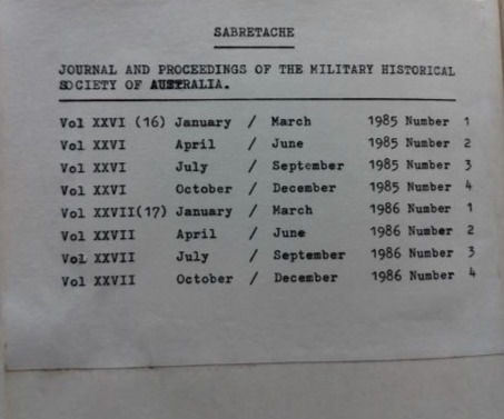 Miniatura: Sabretache Military Historical Society of Australia Bounded Journals (1977-2003)
