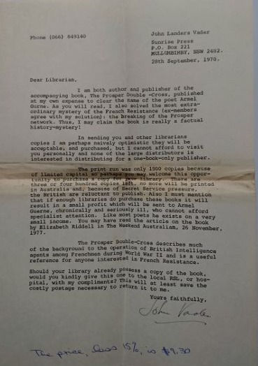 Miniatyrbilde: The Prosper Double Cross: A Factual History Mystery... (1977) By John Vader