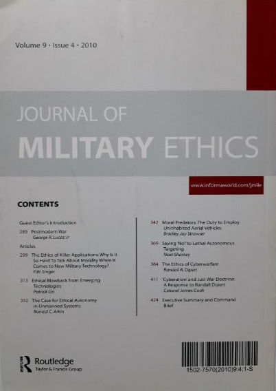 サムネイル： Journal Of Military Ethics Vol. 9 #4 (2010)