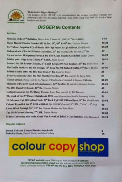 Pikkukuva: Digger: Families and Friends Of The First AIF Inc. #66 (2019)