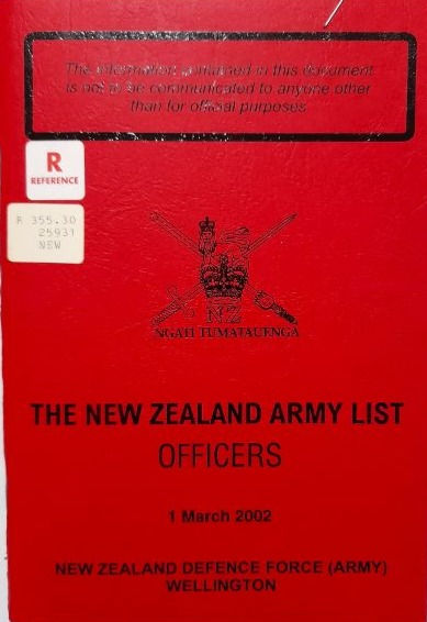 The New Zealand Army List: Officers (1 March 2002)