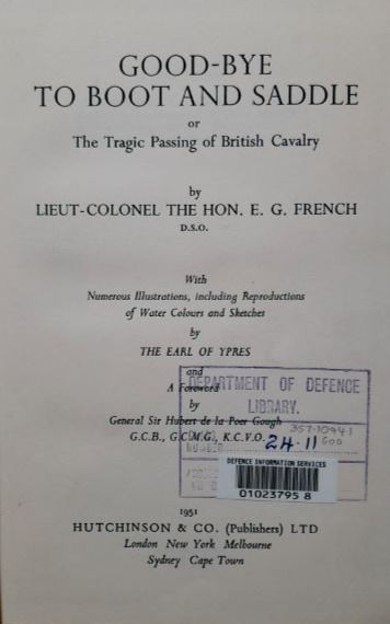 Goodbye to Boot and Saddle (1951) By E. G. French