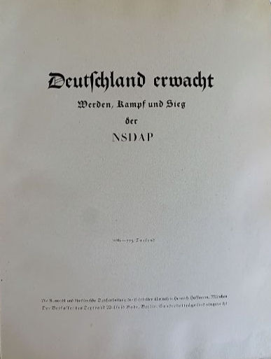 Miniatura: Deutschland Erwacht: Werden Kampf und Siegder (1933) By Heinrich Hoffmann