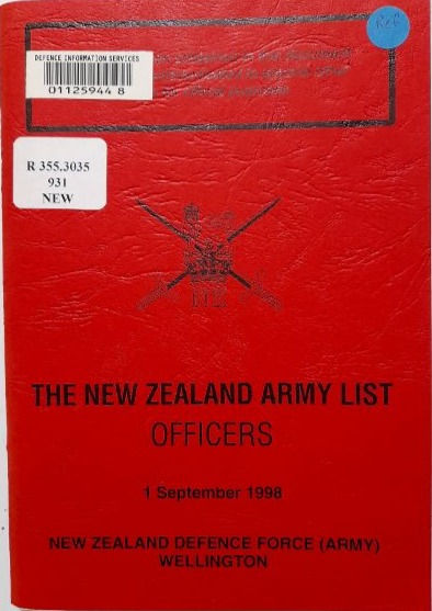 The New Zealand Army List: Officers (1 September 1998)