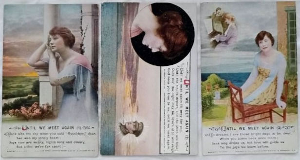 British Bamforth & Co Postcard #5029/1-3: Until We Meet Again (c.WWI)