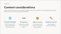 Content considerations showcased to stakeholders.