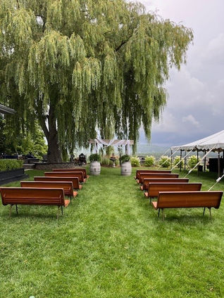 outdoor wedding ceremony set up willow tree boyne mountain michigan