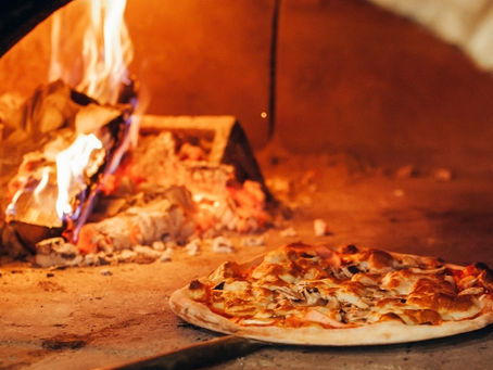 Pizza in a pizza oven