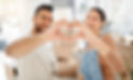 Hands, heart and keys as couple in new house success, real estate and love for gratitude o