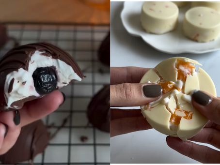 נשנושי יוגורט ופירות בציפוי שוקולד