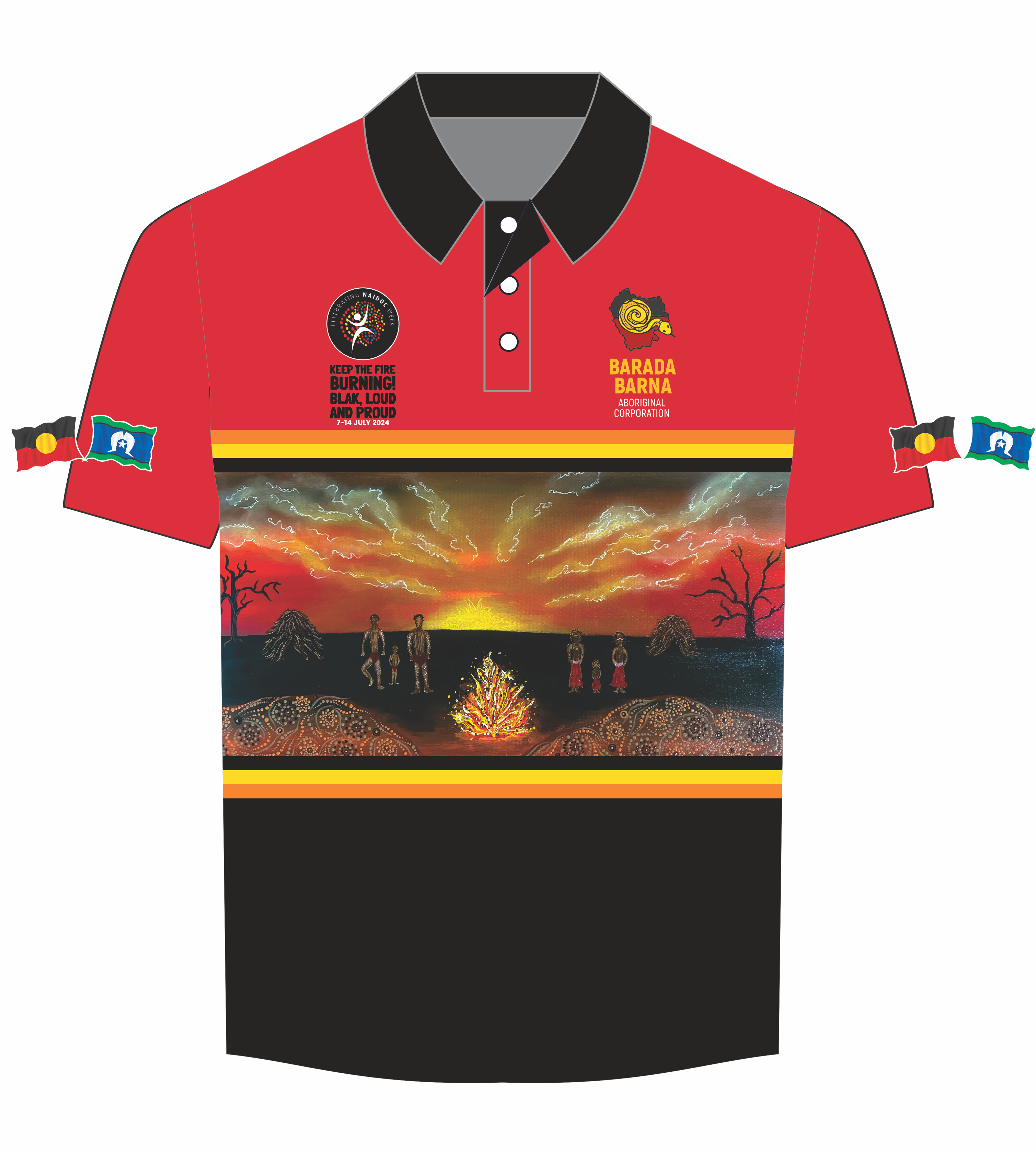 Red Barada Barna Polo Shirt - New orders will arrive after Naidoc Week