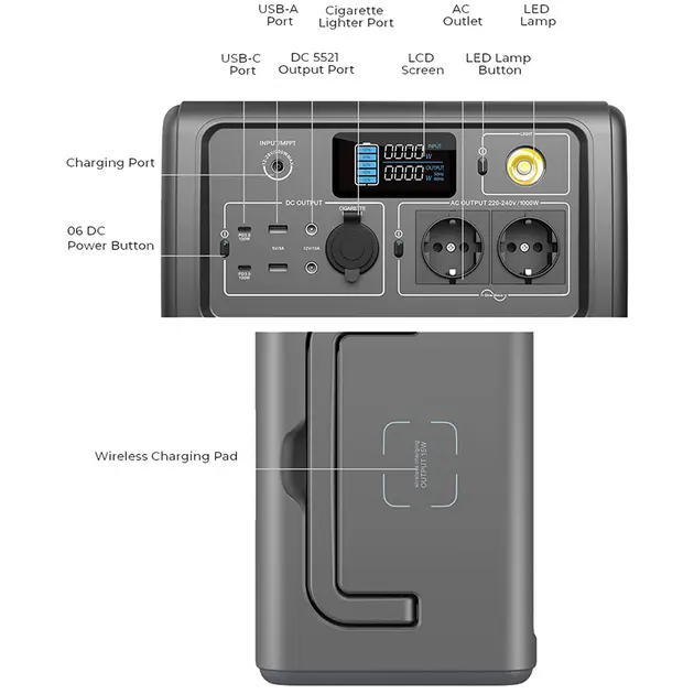 Прев'ю: Зарядна станція Bluetti PowerOak EB70 / 1000 Вт / 716 Вт⋅год / LiFePO4