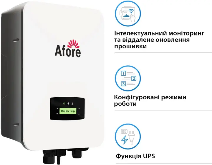 Прев'ю: Гібридний інвертор Afore AF5K-SLP 5 кВт 48В 2 MPPT Wi-Fi 220В однофазний
