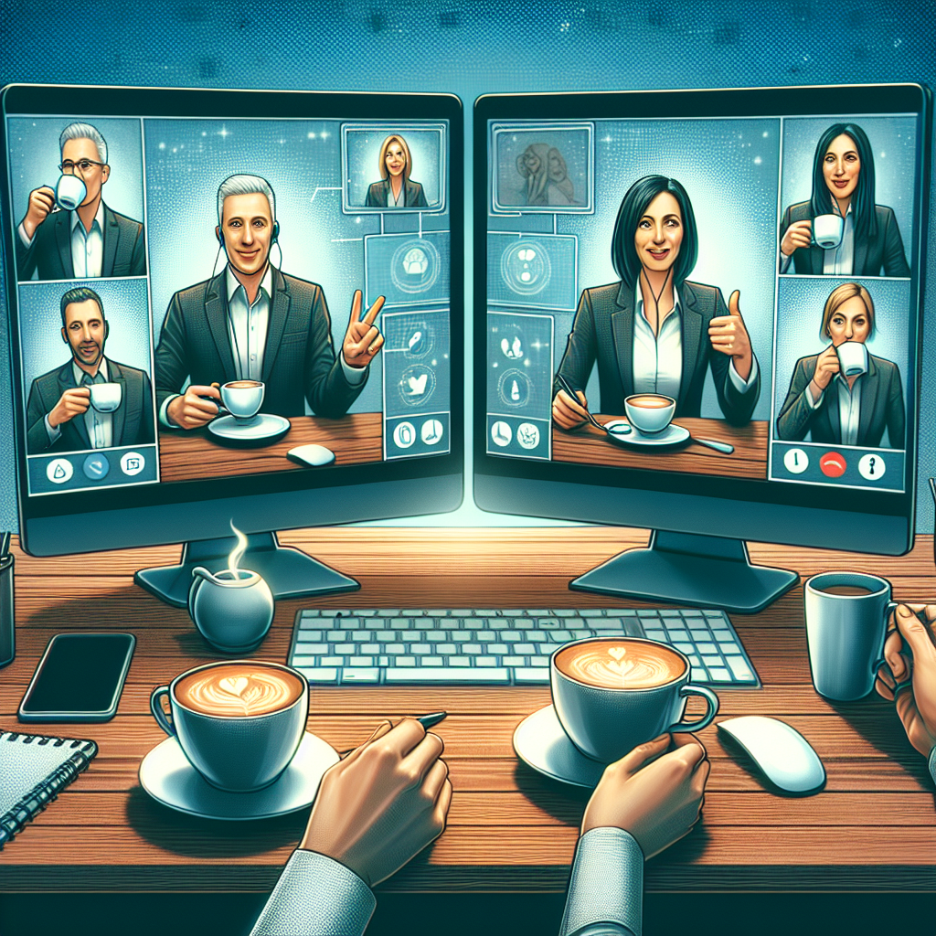 Two individuals enjoying a virtual coffee date